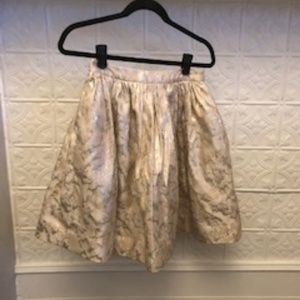 alice + olivia cream and silver metallic skirt